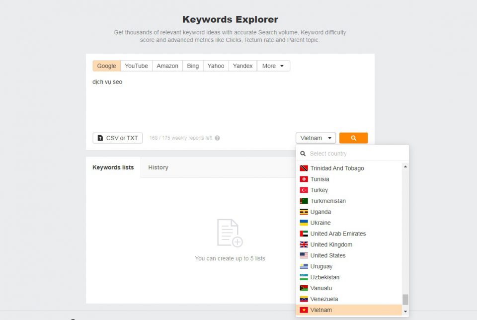 Nghiên cứu từ khóa với Keyword Explorer